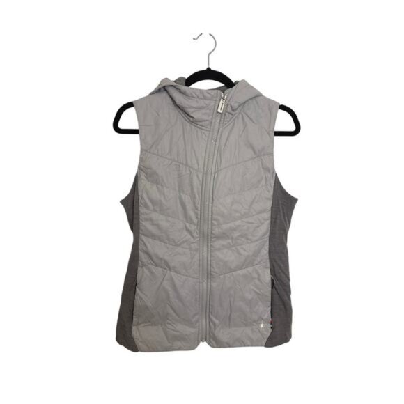Smartwool SmartLoft 60 Hoodie Vest Womens Medium Gray Insulated Merino Wool - Picture 1 of 6